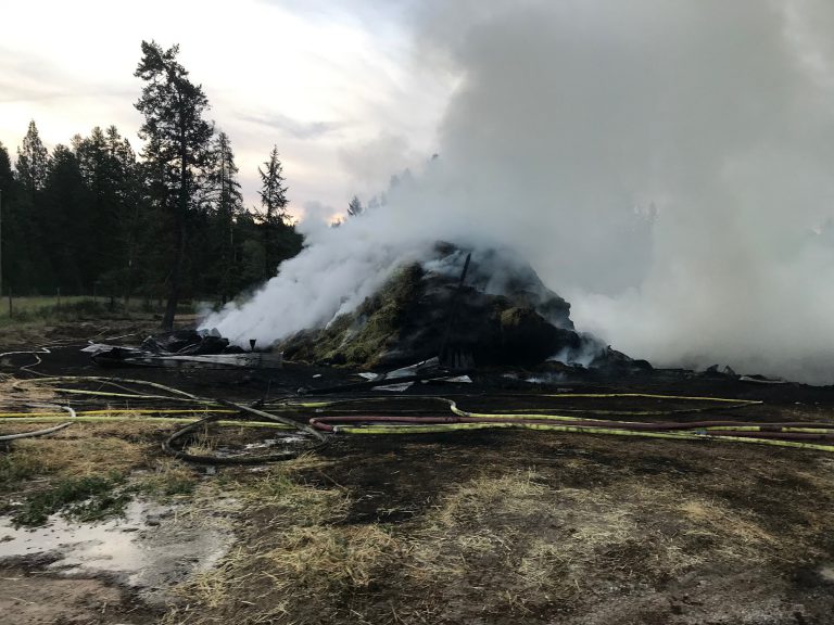 Firefighters Control Hay Barn Fires Near Jaffray