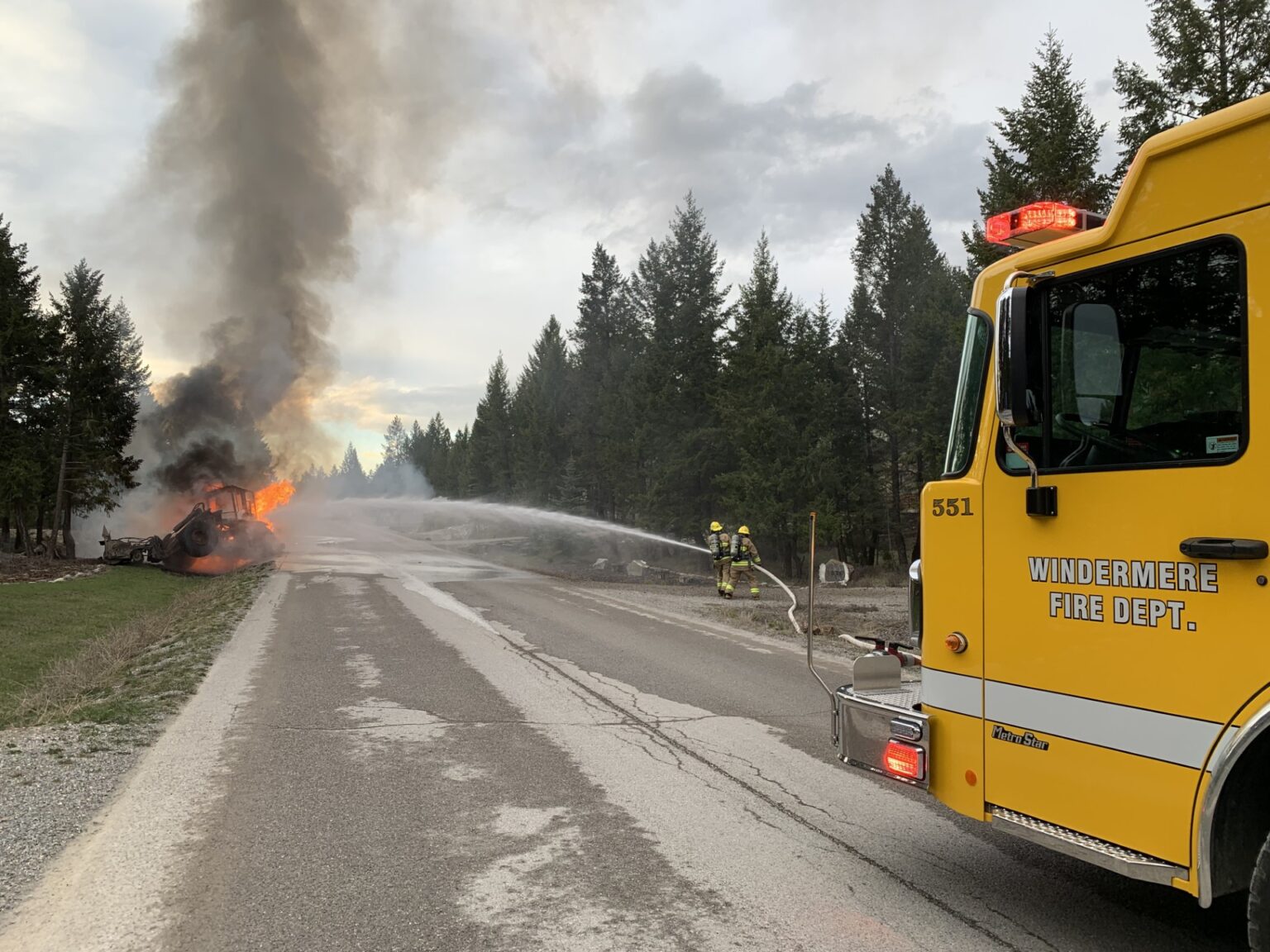 Windermere firefighters snuff out equipment fire - My East Kootenay Now